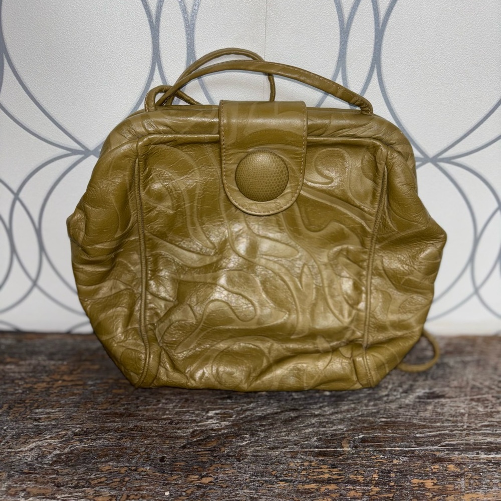 Vintage Mimo Sacs Italian Leather Embossed Shoulder Bag Doctor Style